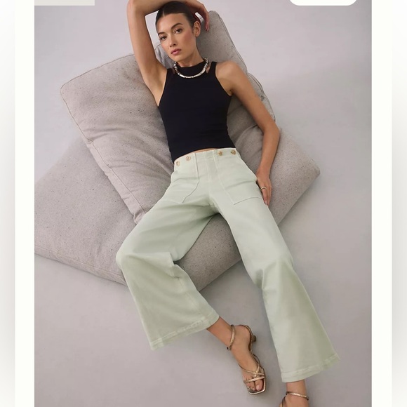 The Kit Cropped High-Rise Wide-Leg Trouser Jeans by Pilcro Anthropologie Size 24 - Picture 10 of 11